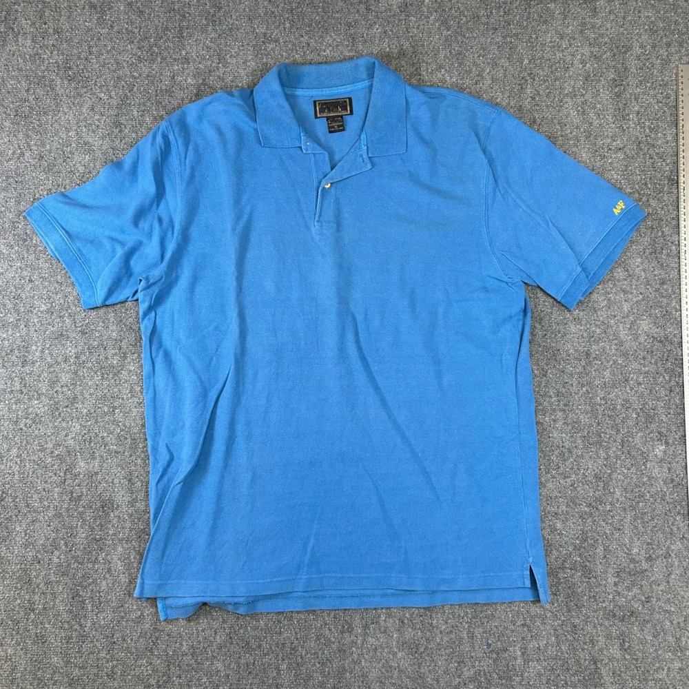 Vintage Abercrombie & Fitch Mens XL Blue Pique Short Sleeve Polo Shirt A&F Logo